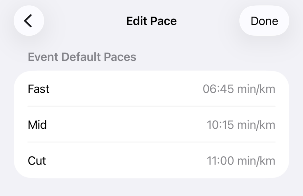 Set and Edit Pace